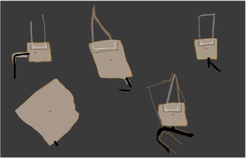 Figure 5 : les cinq complexes à la même échelle et tournés pour uniformiser l’orientation de l’entrée