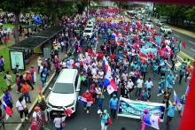 Manifestação de trabalhadores durante a longa greve dos professores